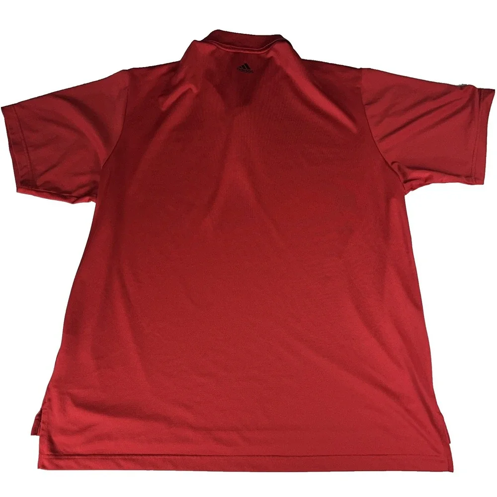 Adidas Golf Polo Shirt Mens XL Red Short Sleeve Caterpillar (CAT) Chest Logo
